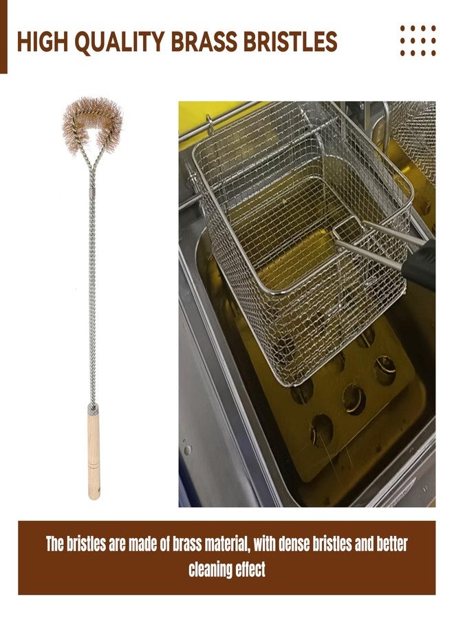 NuFlySic 4 Pcs Fryer Cleaning Tools, L Shaped Brass Bristles Fryer Deep Cleaning Brush, Deep Fryer Crumb Scoop, Fryer Deep Cleanout Rod, Long Handle Fryer Basket Brush for Restaurant Air Fryer - Image 3